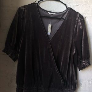 Velvet Wrap Top with Deep V-Neck